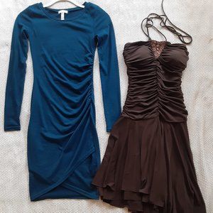 EUC Dress Bundle Long Sleeve Leith Ruched XXS, Backless Assymetrical BCBG XS